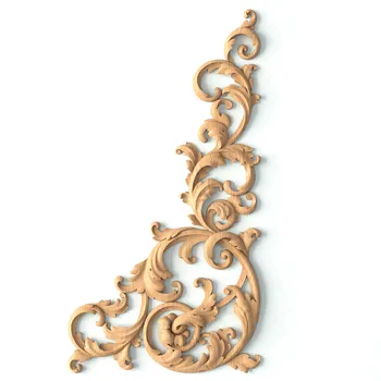 Antique-Style Solid Wood Corner Applique, Right